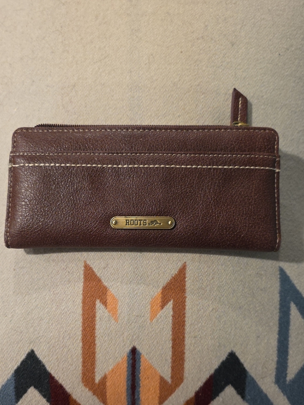 Roots Brown Long Zip  Wallet